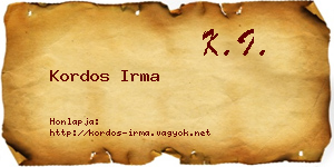 Kordos Irma névjegykártya