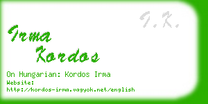 irma kordos business card